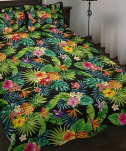 Colorful Pineapple And Flower Quilt Bedding Set
