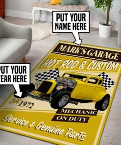 Personalized Garage Hot Rod And Custom Rug