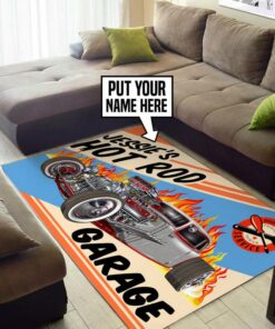 Personalized Hot Rod Service Garage Rug