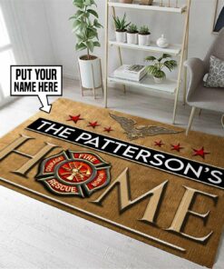 Personalized Firefighter Living Room Area Rug