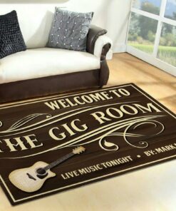 Welcome To GIG Room Personalized Guitar Area Rug