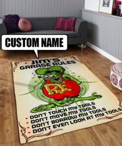 Custom Name Rat Fink Garage Rug