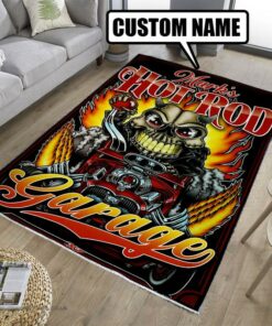 Personalized Skull Hot Rod Rug