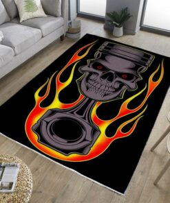 Flaming Piston Hot Rod Rug
