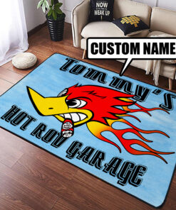 Personalized Hot Rod Woodpecker Speed Frame Rug