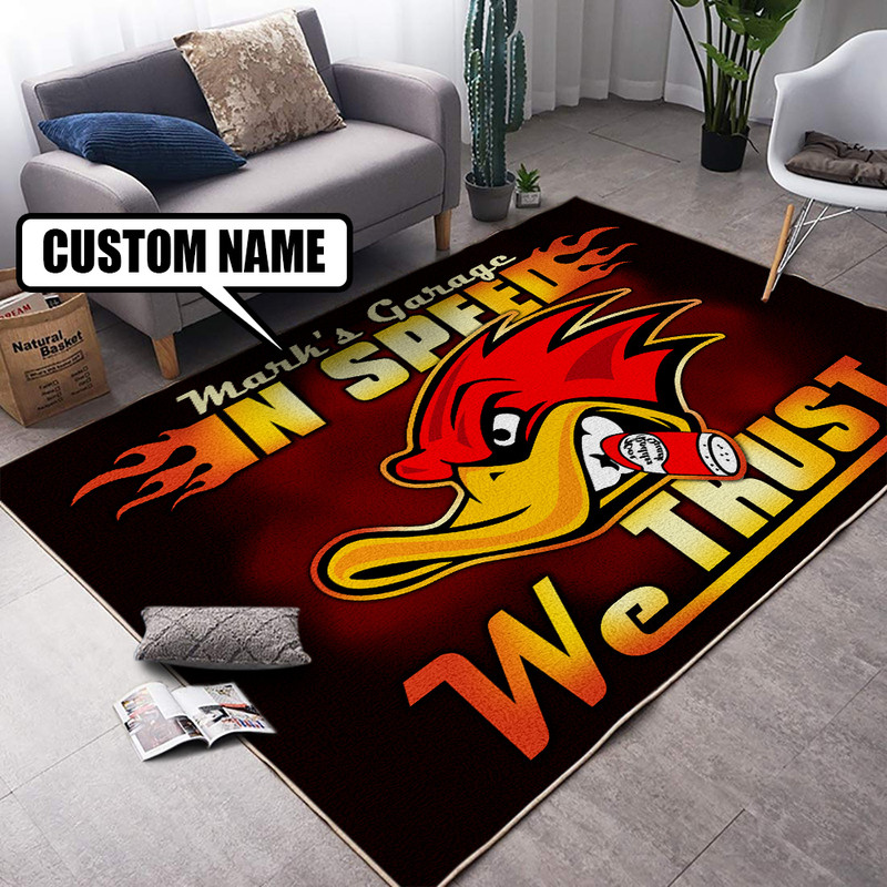 Personalized Hot Rod In Speed We Trust Rug