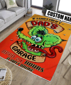 Personalized Dad Garage Hot Rod Rug