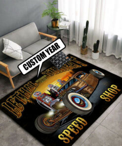 Personalized Lethal Threat Speed Shop Hot Rod Rug