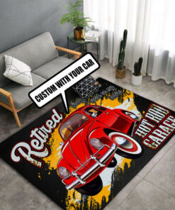 Personalized Retired Hot Rod Garage Rug