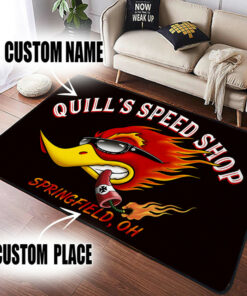Personalized Speed Shop Hot Rod Area Rug