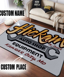 Personalized Auto Shop Equipment Hot Rod Rug