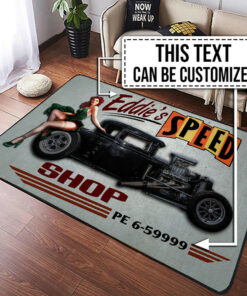 Personalized Speed Shop Hot Rod Rug