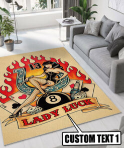 Personalized Lady Luck Hot Rod Rug