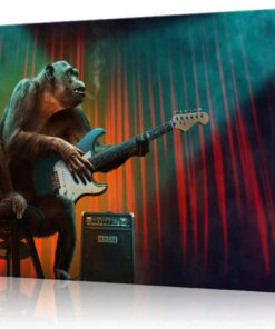 Funny Music Monkey Playing Guitar Canvas Art