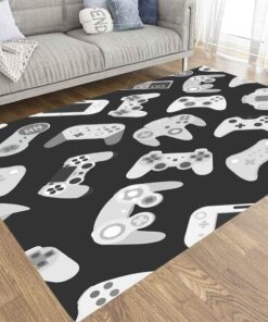 Video Game Controller Background Black and White Rug