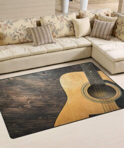 Stylish Guitar Wooden Area Rug Floor Pad