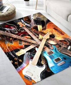 Electric Guitar Surrounded With Lightning Personalized Area Rug
