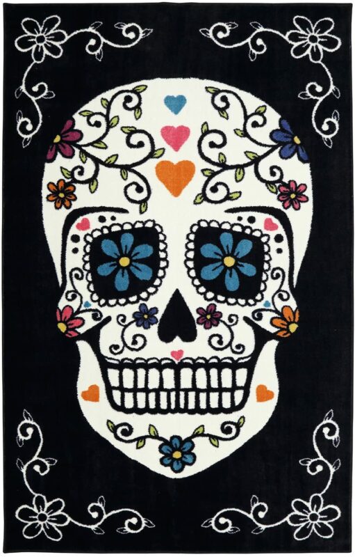 Sugar Skull Rainbow Area Rug