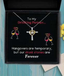 Drunk Stories Are Forever For Drinking Partner Cross Dancing Necklace