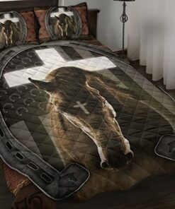 Jesus and Black Horse Quilt Bed Set