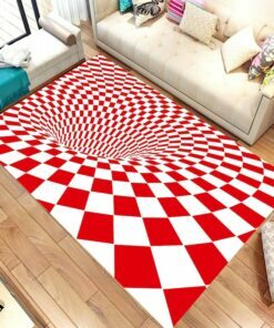 Red And White 3d Vortex Illusion Rug