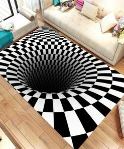 Black And White 3d Vortex Illusion Rug