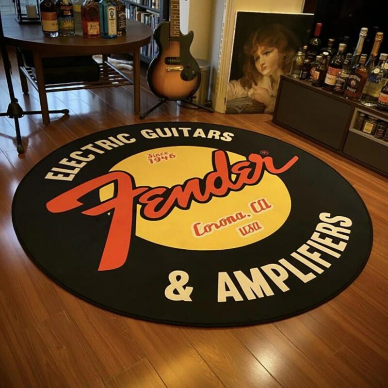 Fender Guitar Round Carpet Rock Floor Mats Dingmun