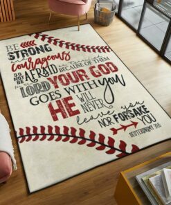 Be Strong Courageous Baseball Area Rug