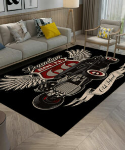 Vintage American Hot Rod Route 66 Area Rug