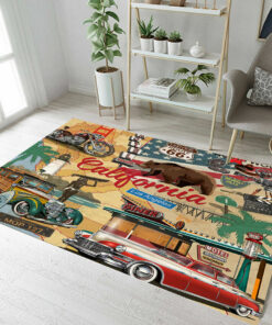 Vintage California Poster Route 66 Lighthouse Area Rug
