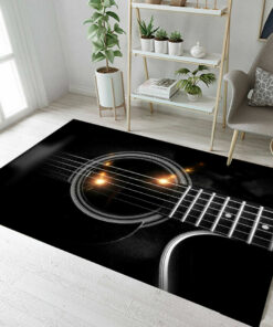 Black Guitar Strings Rug For Living Room