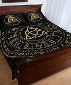 Triquetra Celtic Wheel of The Year Viking Quilt Bed Set