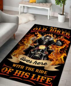 An Old Biker Lives Here With The Ride Of His Life Motorcycle Rug