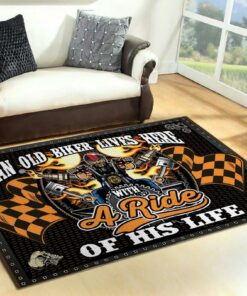Old Biker Lives Here With A Ride Of His Life Motorcycle Rug