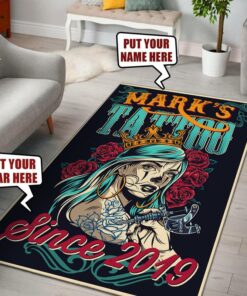 Personalized Women Tattoo Area Rug