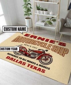 Personalized Motorcycle Shop Rug