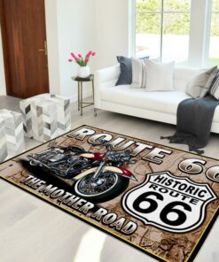 Route 66 The Mother Road Motorcycle Rug