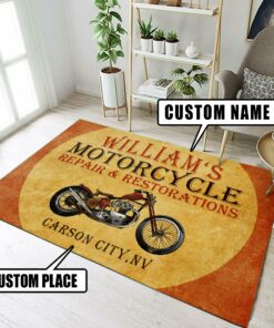 Personalized Motorcycle Repair And Restoration Rug