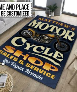 Personalized Motorcycle Shop Sale And Service Rug