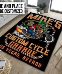 Personalized Custom Cycle Garage Rug