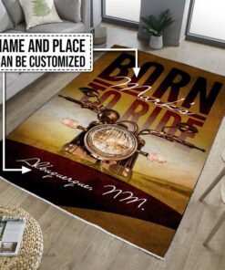 Personalized Motorcycle Born To Ride Rug