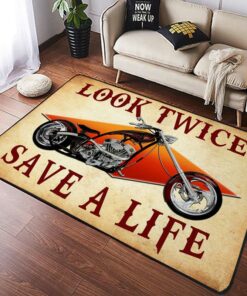 Look Twice Save A Life Motorcycle Rug