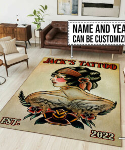 Personalized Old School Flapper Tattoo Rug