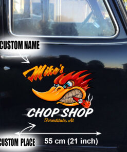 Personalized Woodpecker Speed Shop Vinyl Decals - Mr Horsepower Hot Rod Stickers