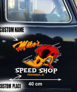Personalized Woodpecker Vinyl Decals - Mr Horsepower Hot Rod Garage Stickers