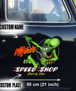 Personalized Hot Rod Rat Fink Speed Shop Vinyl Wrap Sticker
