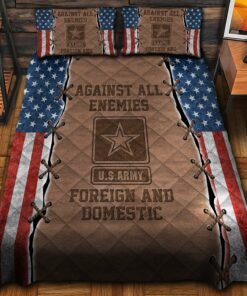 Against All Enemies US Army Veteran Quilt Bedding Set