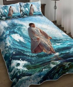 Jesus Walks On Water Quilt Bedding Set