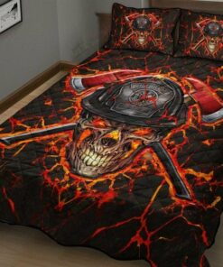 Firefighter Skull Quilt Bedding Set