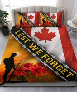 Lest We Forget Canada Flag Veteran Quilt Bedding Set